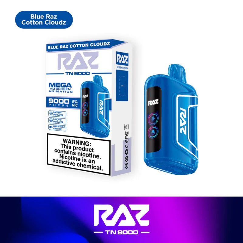 Blue Raz Cotton Cloudz RAZ TN9000 - Shop Vapes Online Blue Raz Cotton Cloudz RAZ TN9000 - Shop Vapes Online